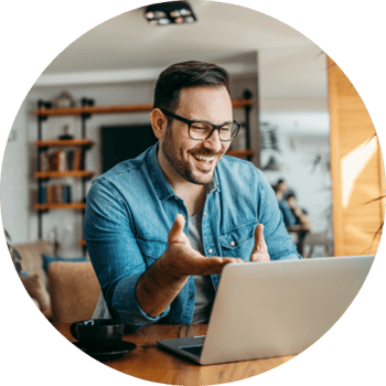 Man checking out online services on a laptop