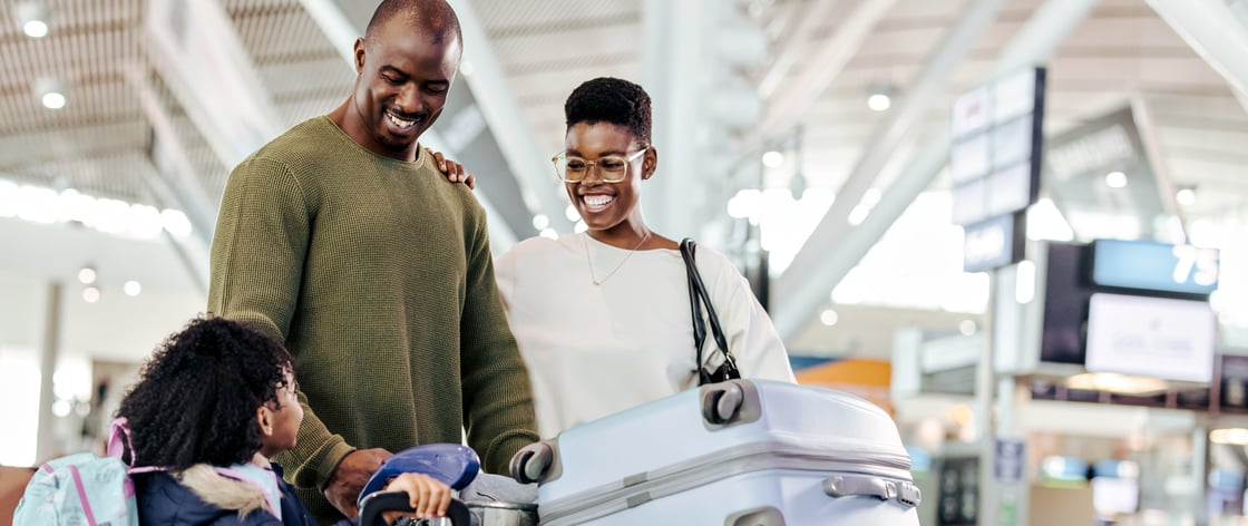 An image of a family at the airport